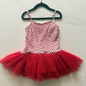 Dollcake Vintage Girls Red Floral Tulle Tutu Dress